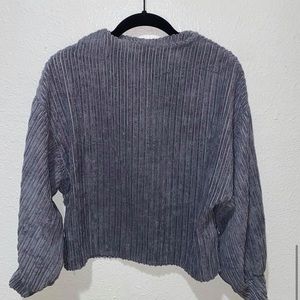 small grey ribbed high neck sweater
